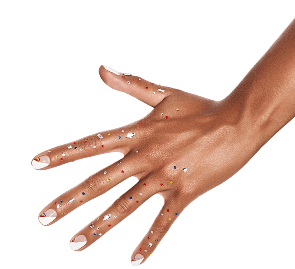 Hand with gem nail art