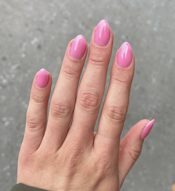 Pink manicured nails
